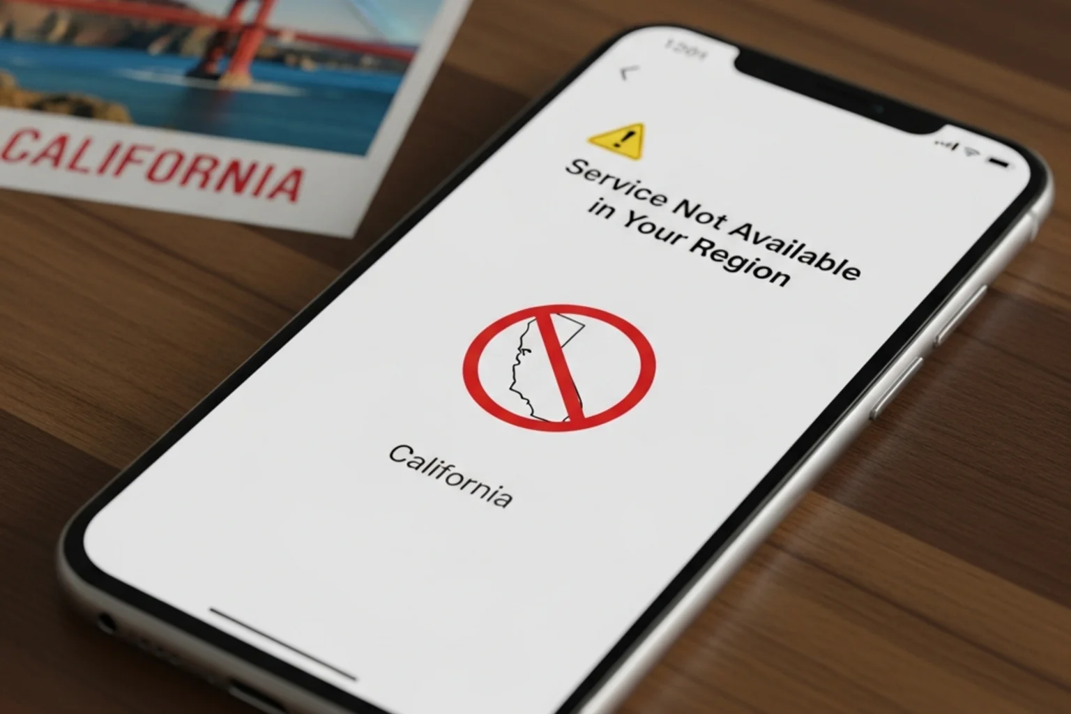 California state outline with prohibition sign for sweepstakes casinos